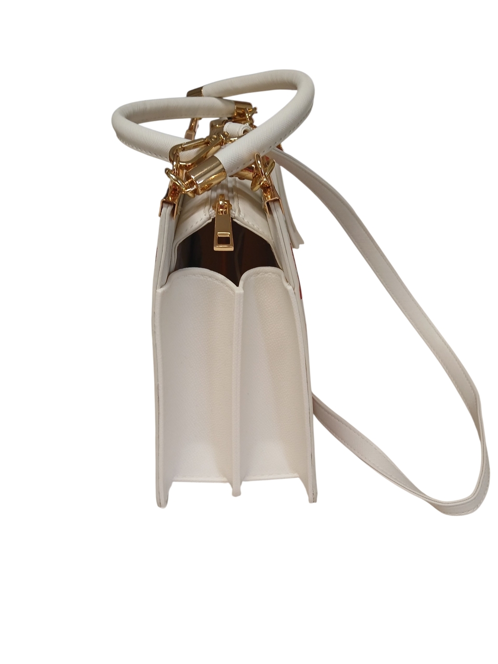 White Cherry Print Tote Bag with Matching Cherry Tassel Charm - Picture 3 of 9